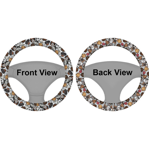 Dog Faces Steering Wheel Cover- Front and Back