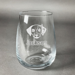 Dog Faces Stemless Wine Glass (Single) (Personalized)
