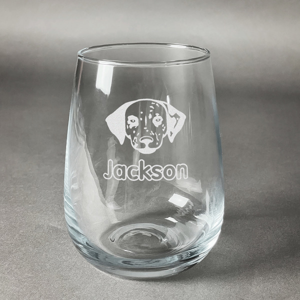 Custom Dog Faces Stemless Wine Glass (Single) (Personalized)