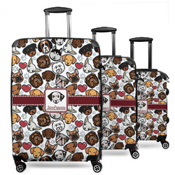 Dog Faces 3 Piece Luggage Set - 20" Carry On, 24" Medium Checked, 28" Large Checked (Personalized)