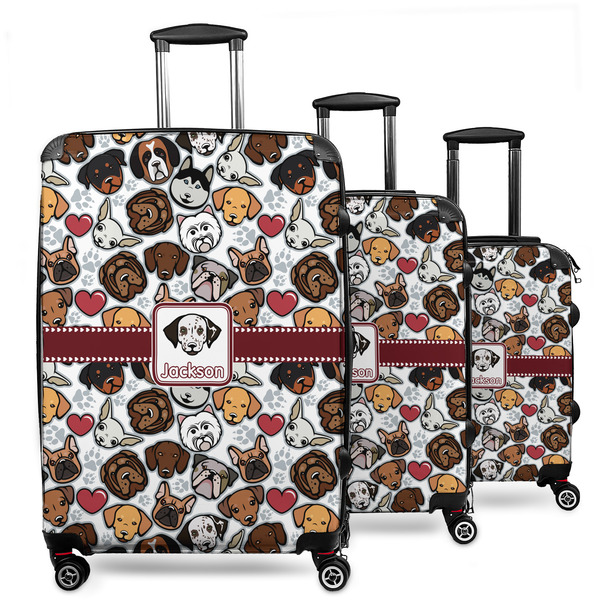Custom Dog Faces 3 Piece Luggage Set - 20" Carry On, 24" Medium Checked, 28" Large Checked (Personalized)