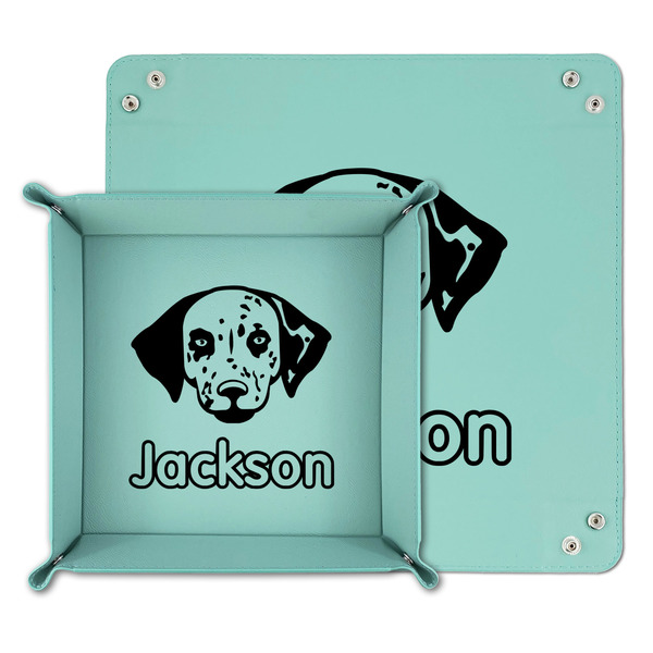 Dog Faces Teal Faux Leather Valet Trays - PARENT MAIN