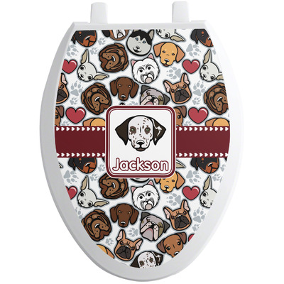 Dog Faces Toilet Seat Decal - Elongated (Personalized)