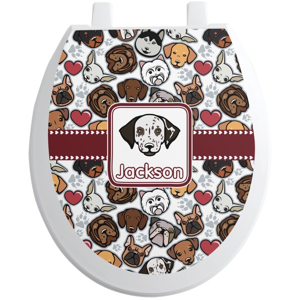 Custom Dog Faces Toilet Seat Decal - Round (Personalized)