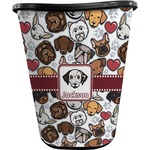Dog Faces Waste Basket - Double Sided (Black) (Personalized)