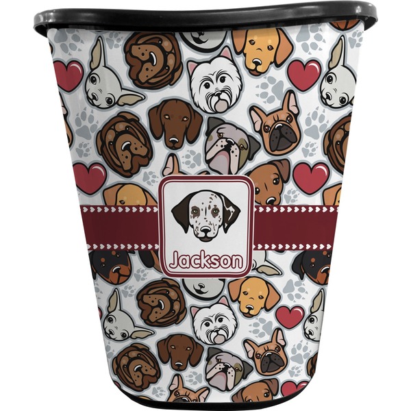 Custom Dog Faces Waste Basket - Double Sided (Black) (Personalized)