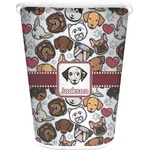 Dog Faces Waste Basket - Single Sided (White) (Personalized)