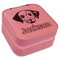 Dog Faces Travel Jewelry Boxes - Leather - Pink - Angled View