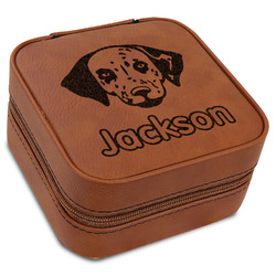Dog Faces Travel Jewelry Box - Rawhide Leather (Personalized)