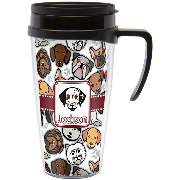 Custom Dog Faces Acrylic Travel Mug with Handle (Personalized)
