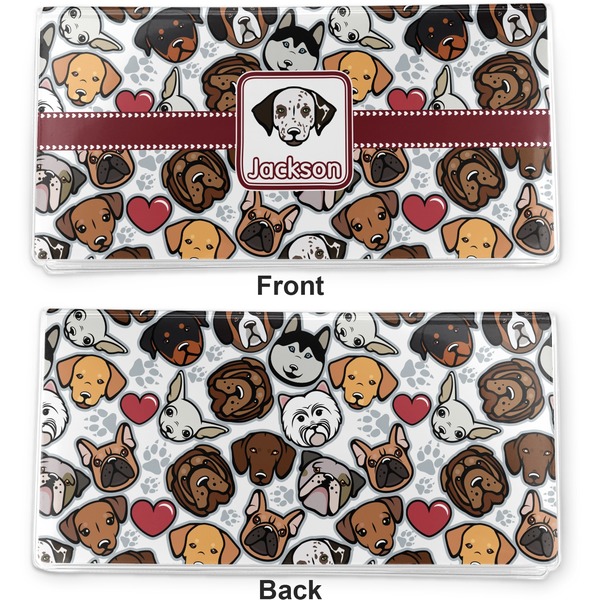 Dog Faces Vinyl Check Book Cover - Front and Back