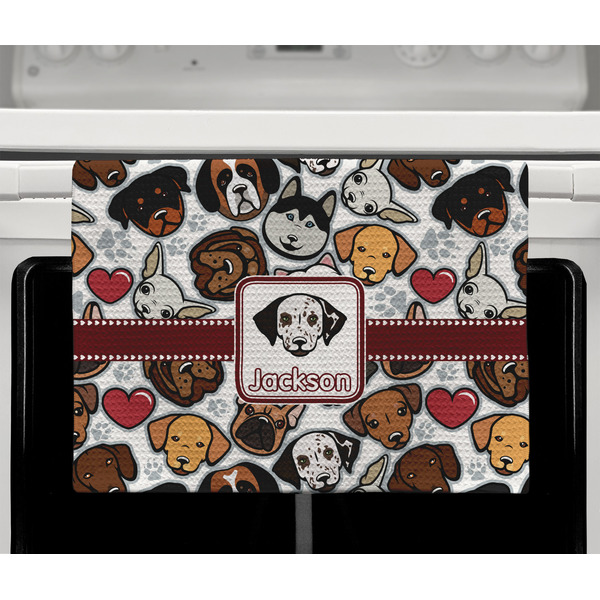 Dog Faces Waffle Weave Towel - Full Color Print - Lifestyle2 Image