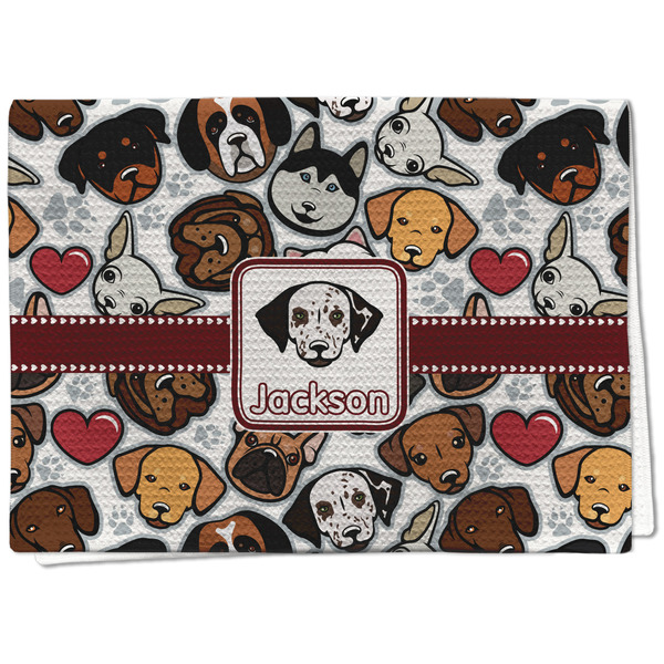 Custom Dog Faces Kitchen Towel - Waffle Weave (Personalized)