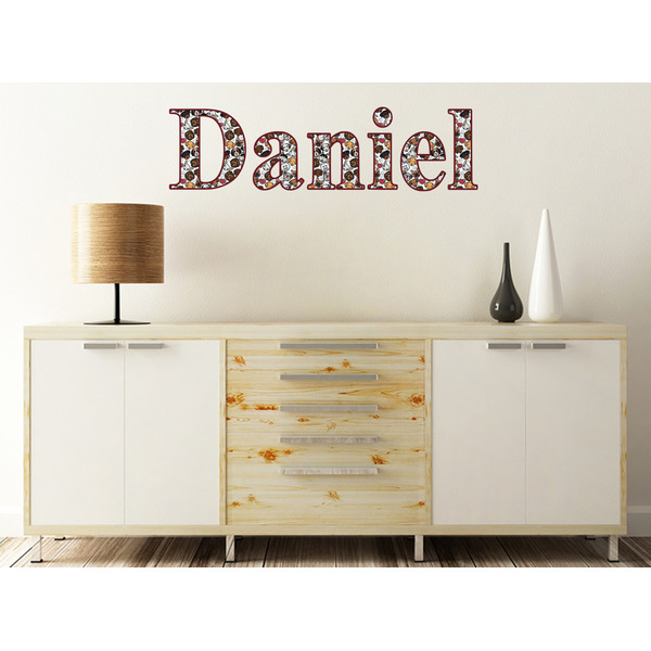 Dog Faces Wall Name Decal On Wooden Desk