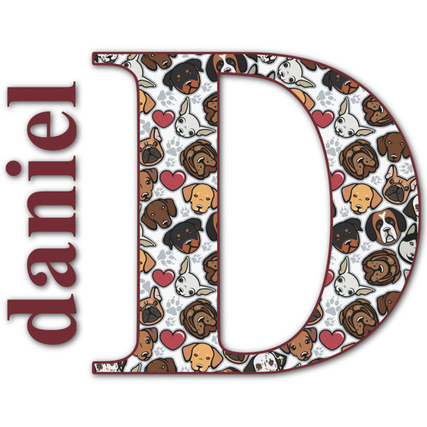 Custom Dog Faces Name & Initial Decal - Up to 12"x12" (Personalized)