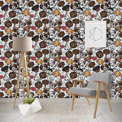 Dog Faces Wallpaper & Surface Covering (Water Activated - Removable)