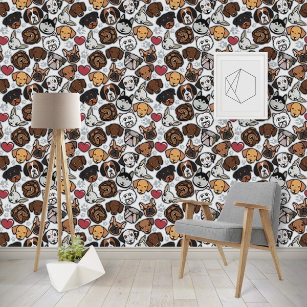 Custom Dog Faces Wallpaper & Surface Covering (Peel & Stick - Repositionable)