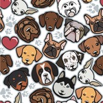 Dog Faces Wallpaper & Surface Covering (Water Activated 24"x 24" Sample)