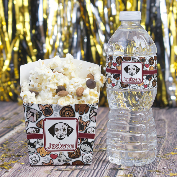 Dog Faces Water Bottle Label - w/ Favor Box