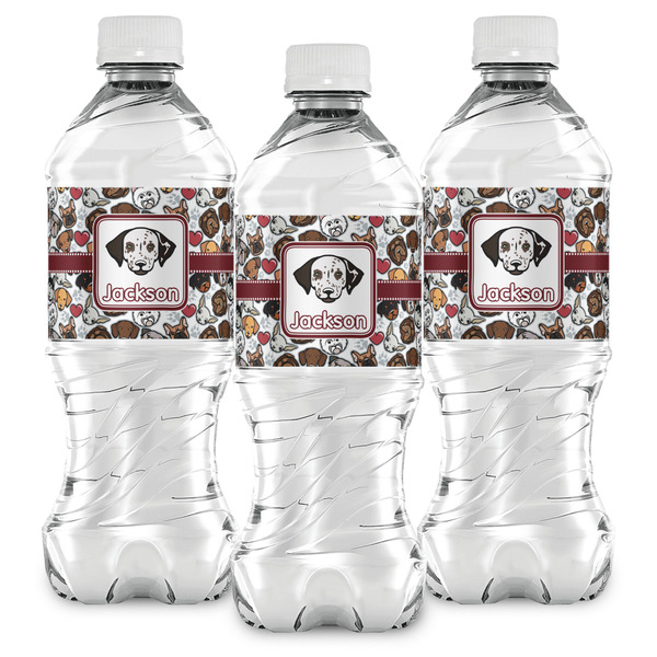 Dog Faces Water Bottle Labels - Front View