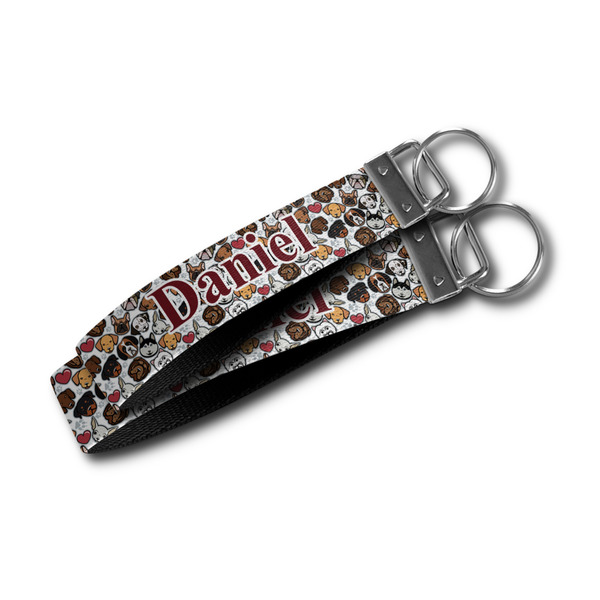 Dog Faces Webbing Keychain FOBs - Size Comparison