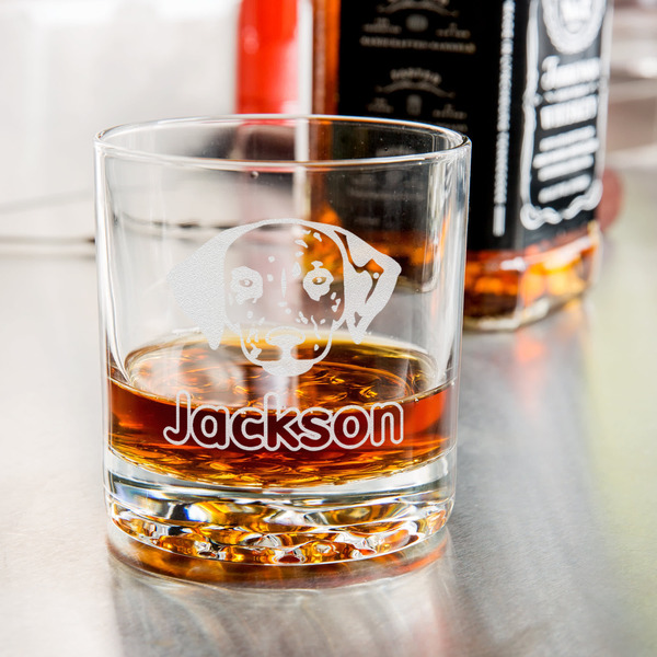 Dog Faces Whiskey Glass - Jack Daniel's Bar - in use
