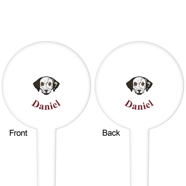 Dog Faces White Plastic 4" Food Pick - Round - Double Sided - Front & Back