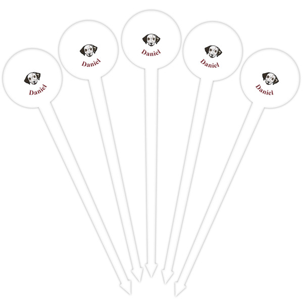 Dog Faces White Plastic 4" Food Pick - Round - Fan View