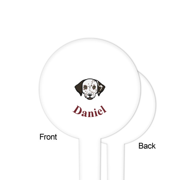 Dog Faces White Plastic 4" Food Pick - Round - Single Sided - Front & Back