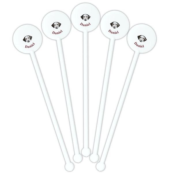 Dog Faces White Plastic 5.5" Stir Stick - Fan View