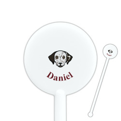 Dog Faces 5.5" Round Plastic Stir Sticks - White - Single Sided (Personalized)