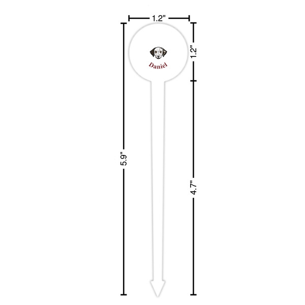 Dog Faces White Plastic 6" Food Pick - Round - Dimensions