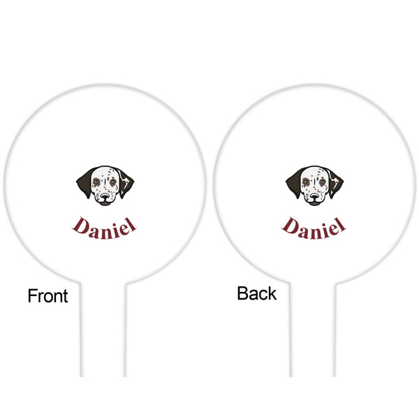 Dog Faces White Plastic 6" Food Pick - Round - Double Sided - Front & Back