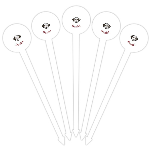 Dog Faces White Plastic 6" Food Pick - Round - Fan View