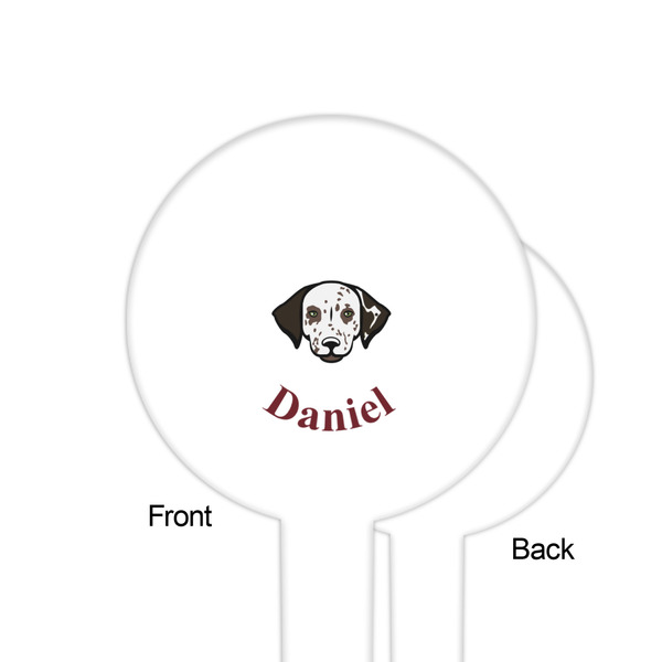 Dog Faces White Plastic 6" Food Pick - Round - Single Sided - Front & Back