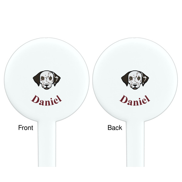 Dog Faces White Plastic 7" Stir Stick - Double Sided - Round - Front & Back