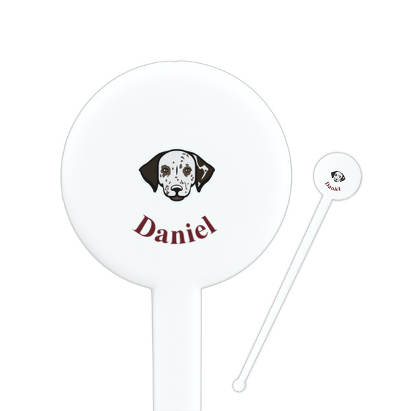 Custom Dog Faces 7" Round Plastic Stir Sticks - White - Single Sided (Personalized)