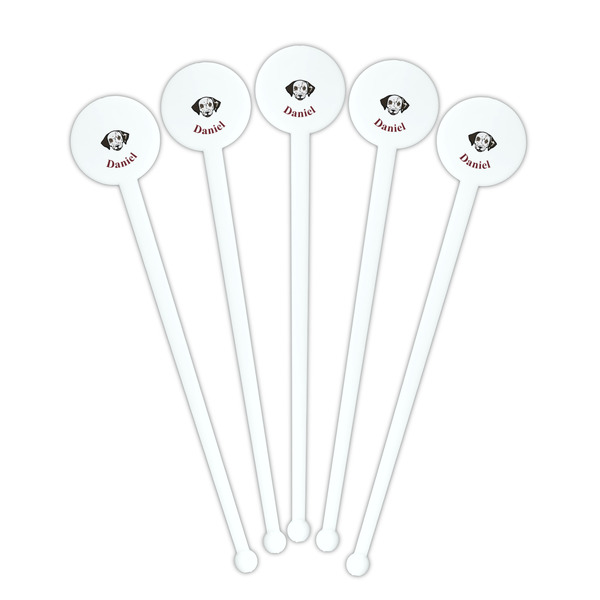 Dog Faces White Plastic 7" Stir Stick - Round - Fan View