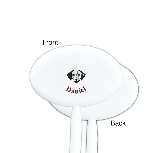Dog Faces White Plastic 7" Stir Stick - Single Sided - Oval - Front & Back