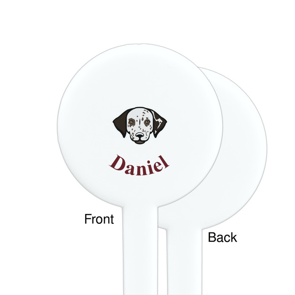 Dog Faces White Plastic 7" Stir Stick - Single Sided - Round - Front & Back