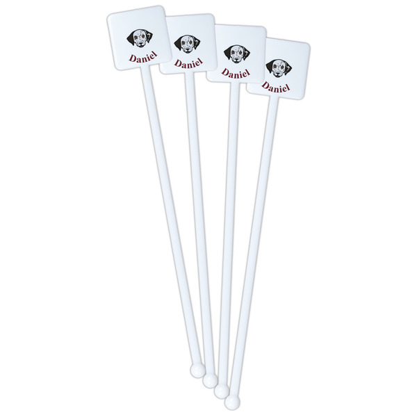 Dog Faces White Plastic Stir Stick - Double Sided - Square - Front
