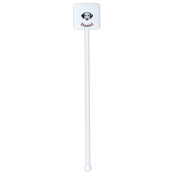 Dog Faces White Plastic Stir Stick - Double Sided - Square - Single Stick