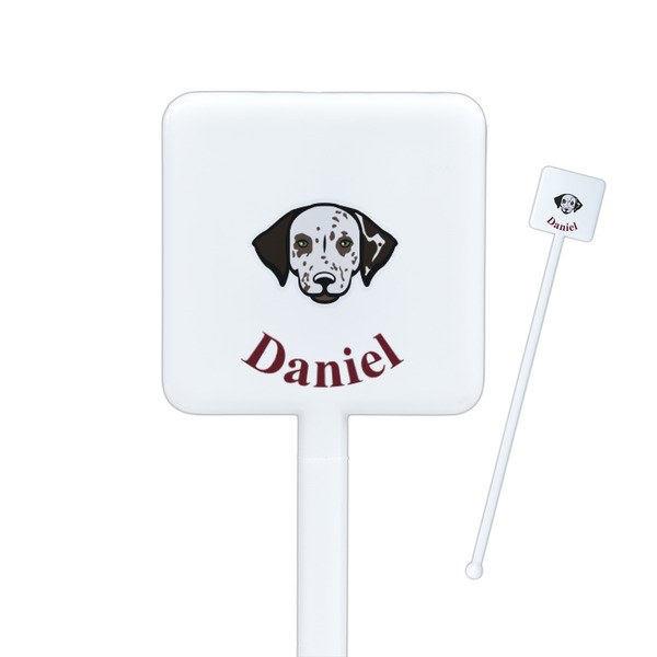 Custom Dog Faces Square Plastic Stir Sticks - Double Sided (Personalized)