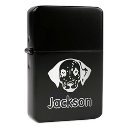 Dog Faces Windproof Lighter - Black - Double Sided & Lid Engraved (Personalized)