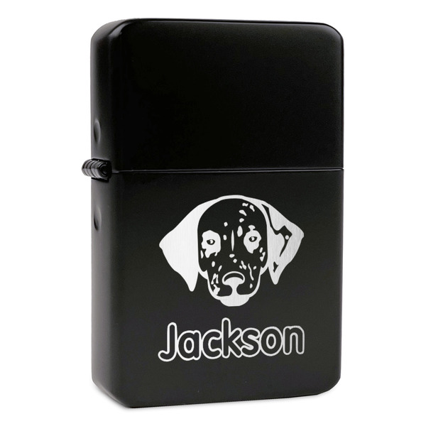 Custom Dog Faces Windproof Lighter - Black - Single Sided & Lid Engraved (Personalized)