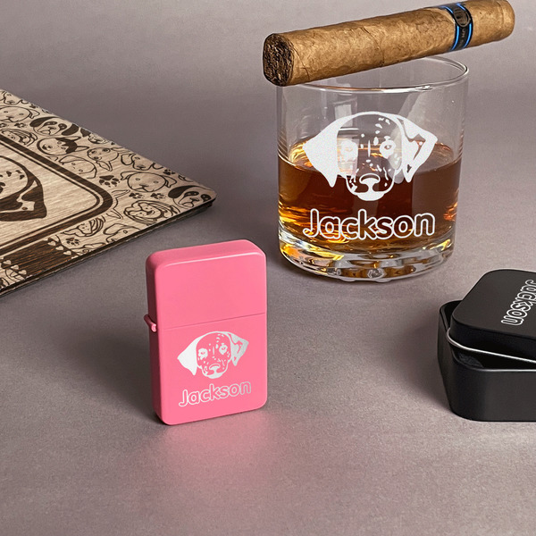 Dog Faces Windproof Lighters - Pink - In Context