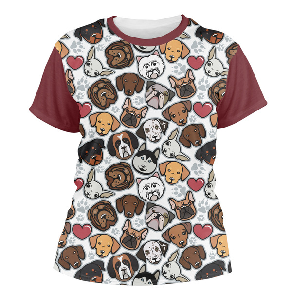 Custom Dog Faces Women's Crew T-Shirt - 2X Large