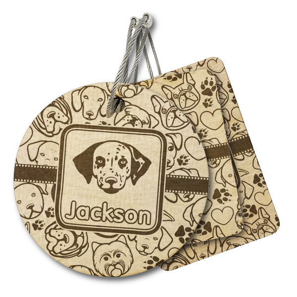 Custom Dog Faces Wood Luggage Tag (Personalized)