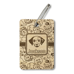 Dog Faces Wood Luggage Tag - Rectangle (Personalized)