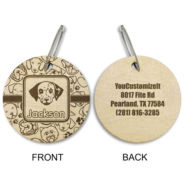 Dog Faces Wood Luggage Tags - Round - Approval